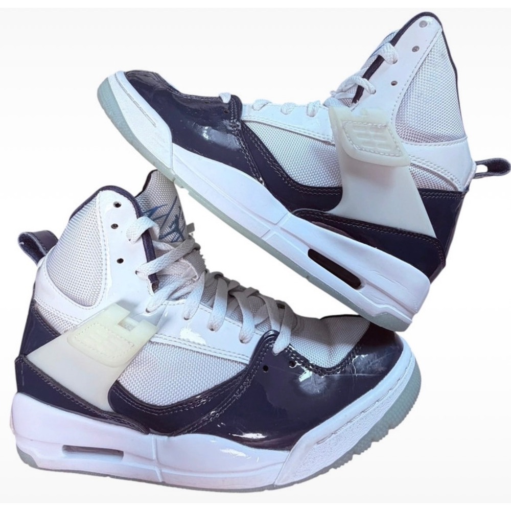 Jordan Flight Origin 4 White Midnight Navy High Top Sneakers 921196-100 Mens 8